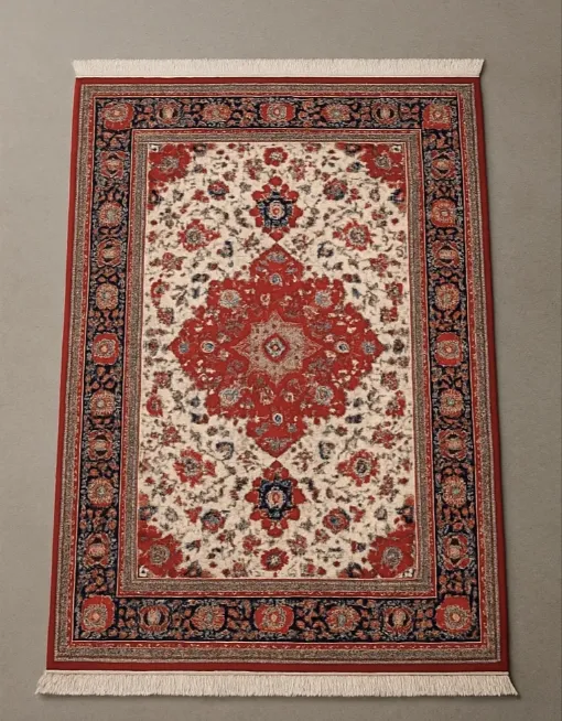 The same Persian rug, now with vibrant colours and sharp details after our specialist wash.